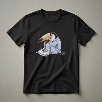 Sleeping Toucan in Pajamas Graphic T-Shirt for Animal Lovers