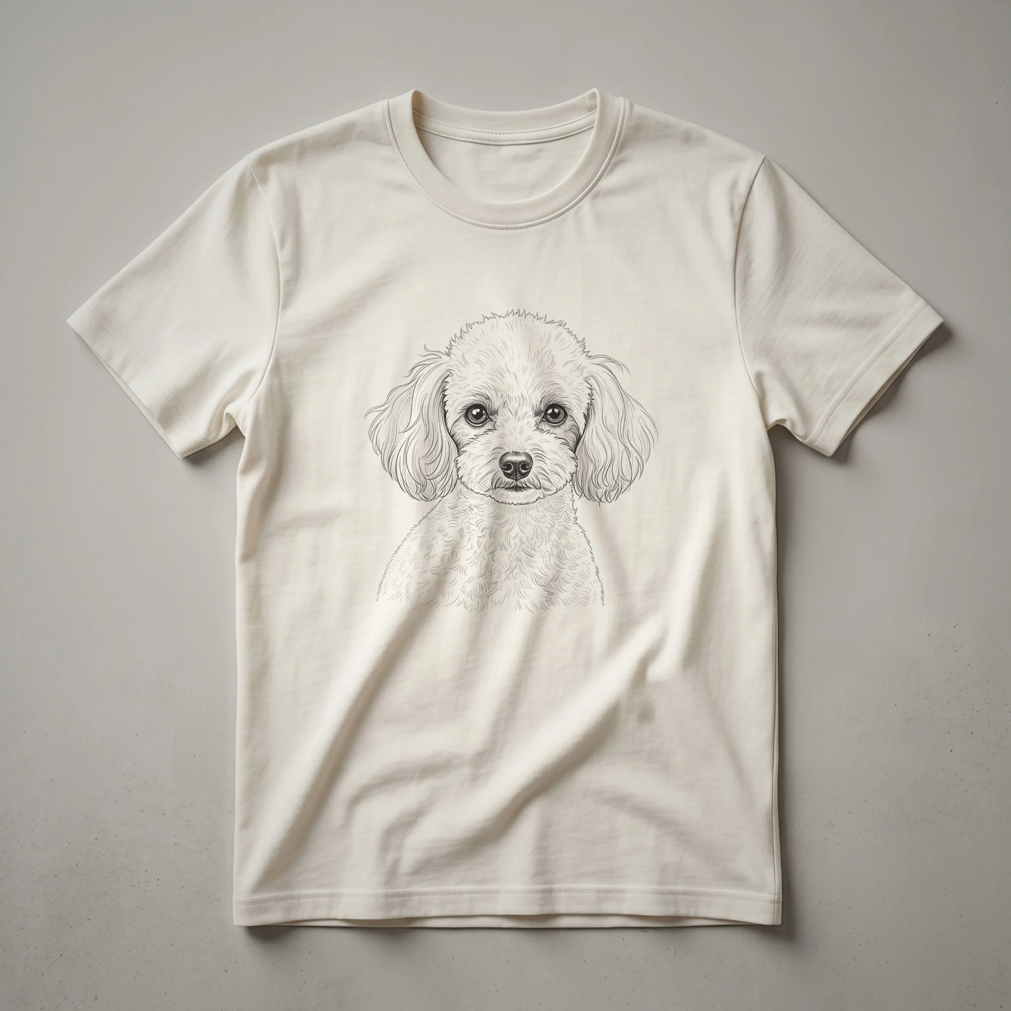 Vintage Toy Poodle Face Line Drawing Graphic T-Shirt for Dog Lovers