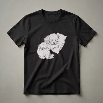 Sleeping Toy Poodle in Pajamas Graphic T-Shirt for Dog Lovers