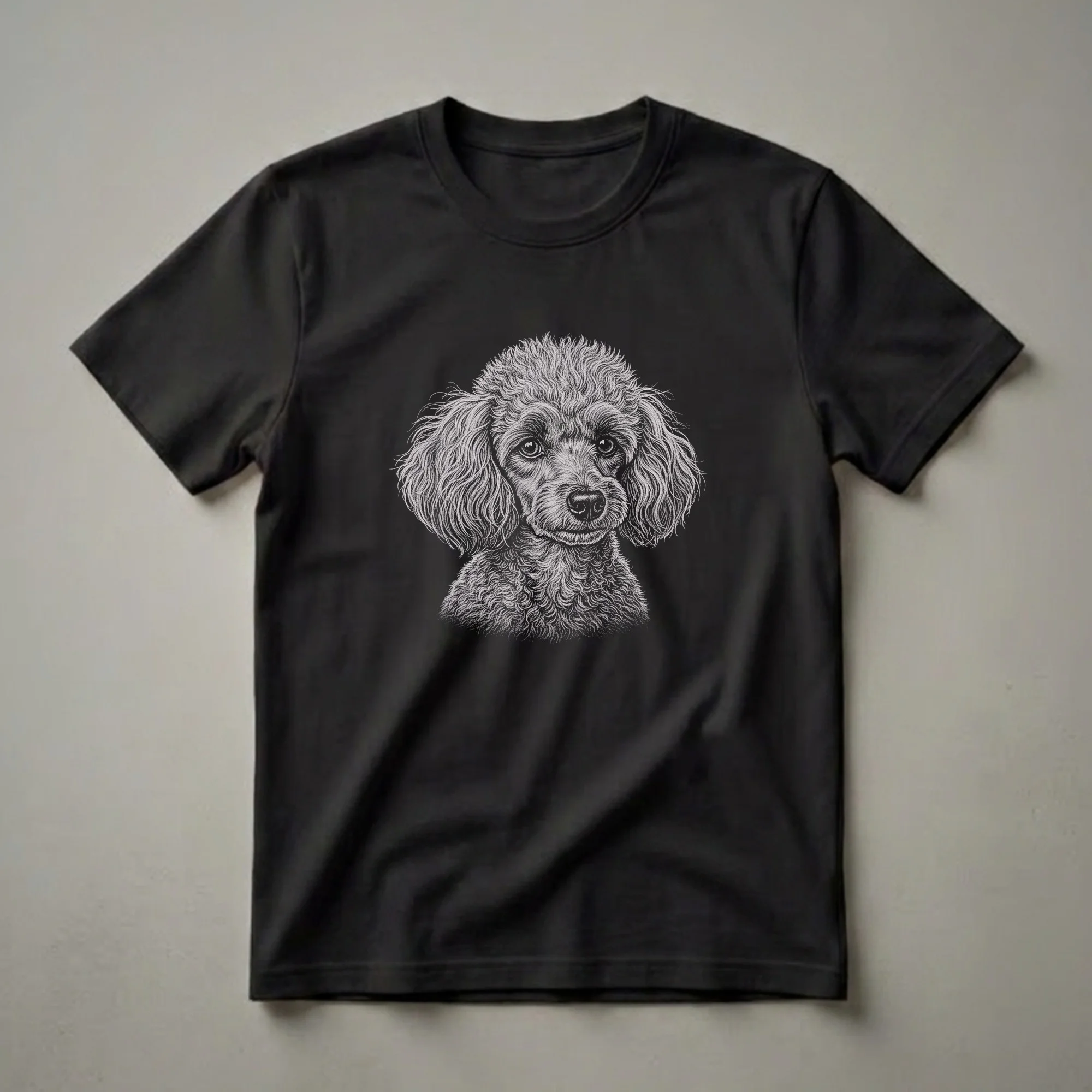 Poodle Face Pencil Drawing Graphic T-Shirt for Dog Lovers