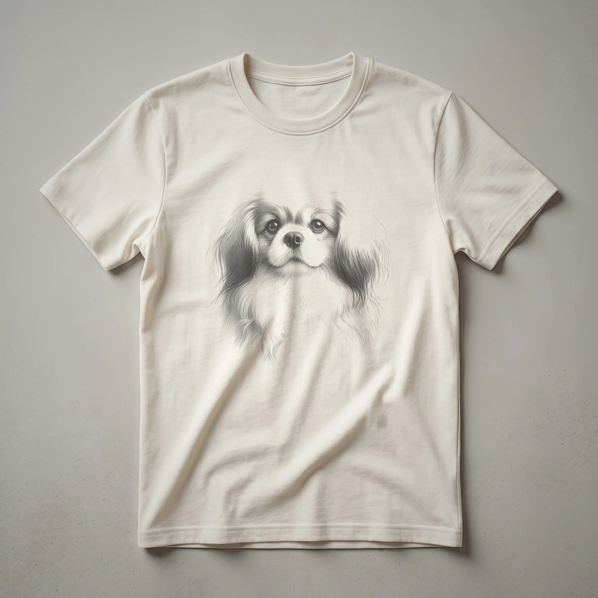 Vintage Tibetan Spaniel Line Drawing Graphic T-Shirt for Dog Lovers