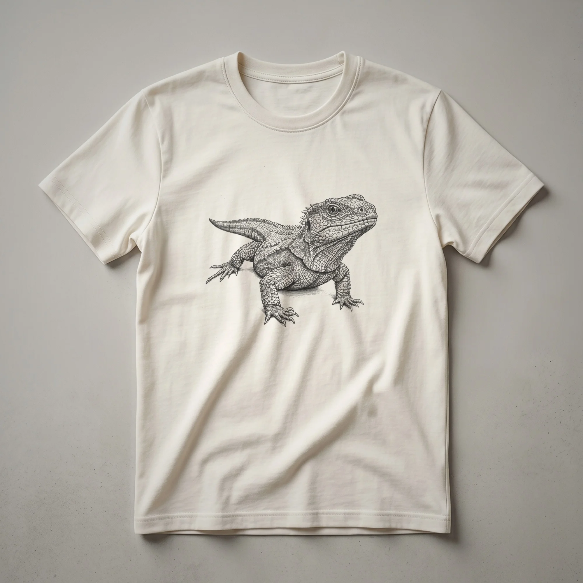 Vintage Tuatara Reptile Line Drawing T-Shirt for Wildlife Enthusiasts