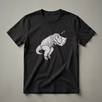 Sleeping Tyrannosaurus Rex in Pajamas Graphic T-Shirt for Dinosaur