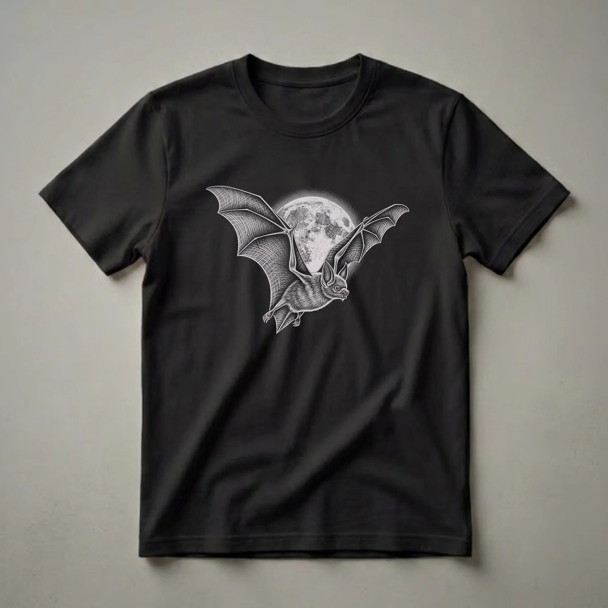 Vintage Vampire Bat Full Moon Graphic T-Shirt for Wildlife Lovers