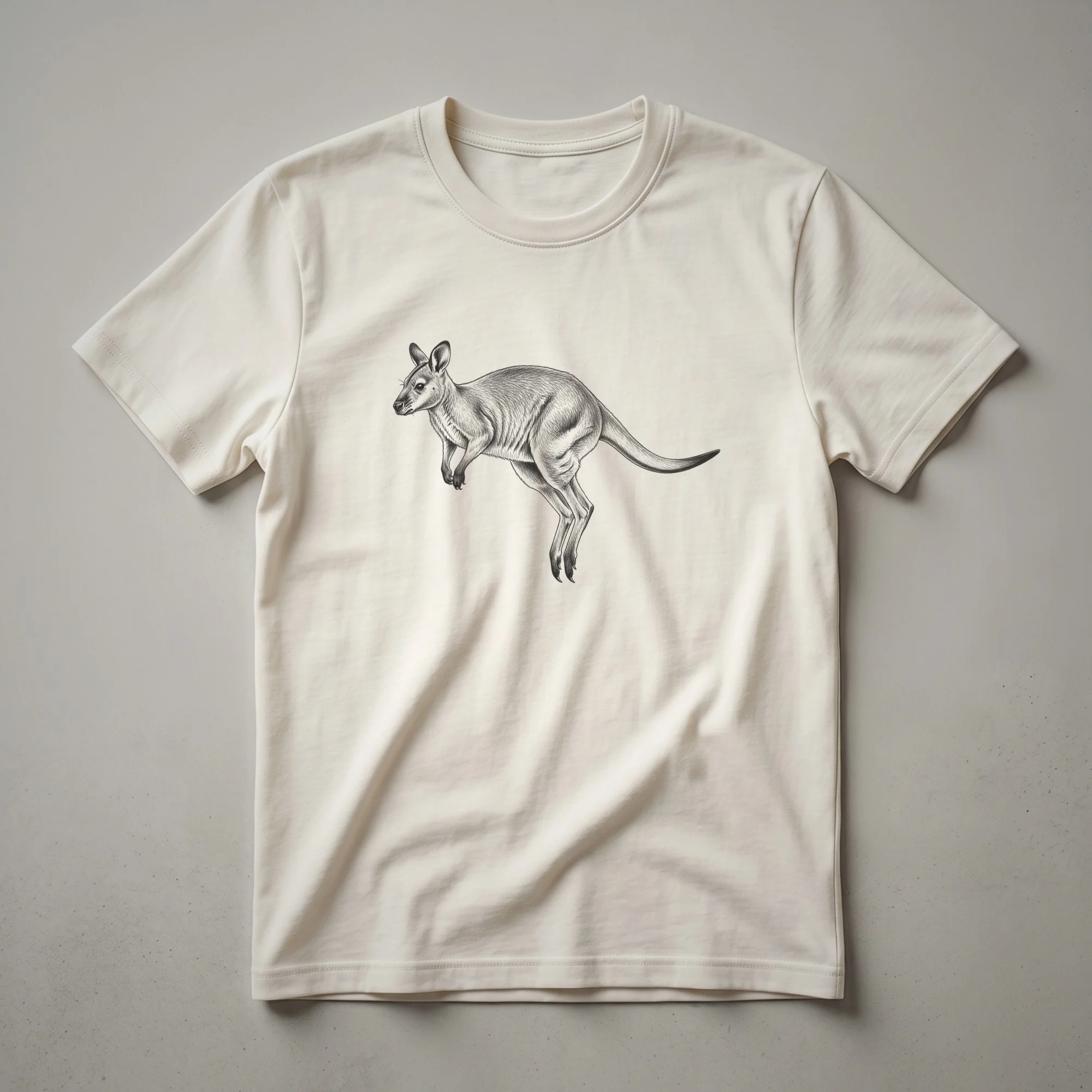 Vintage Wallaby Jumping Graphic T-Shirt for Wildlife Enthusiasts