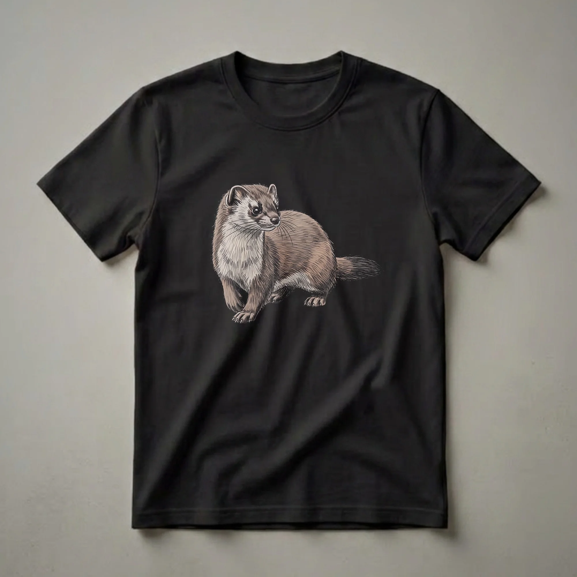 Vintage Weasel Drawing Graphic T-Shirt for Wildlife Enthusiasts