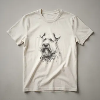 Abstract Wheaten Terrier Line Drawing Graphic T-Shirt for Dog Lovers