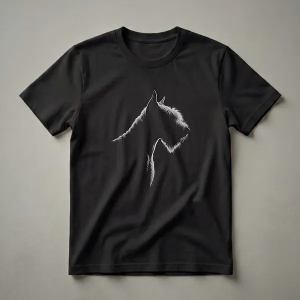 Black t-shirt featuring a white silhouette drawing of a Wheaten Terrier's head in profile, showcasing detailed fur texture and alert ears.