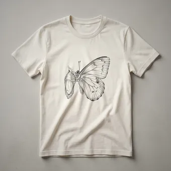 Vintage Butterfly Emerging From Chrysalis Line Art T-Shirt