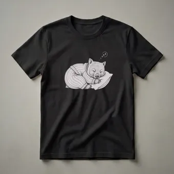 Sleeping Wombat in Pajamas Graphic T-Shirt for Animal Lovers
