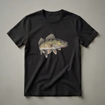 Walleye Fish Graphic T-Shirt for Anglers and Fishing Enthusiasts