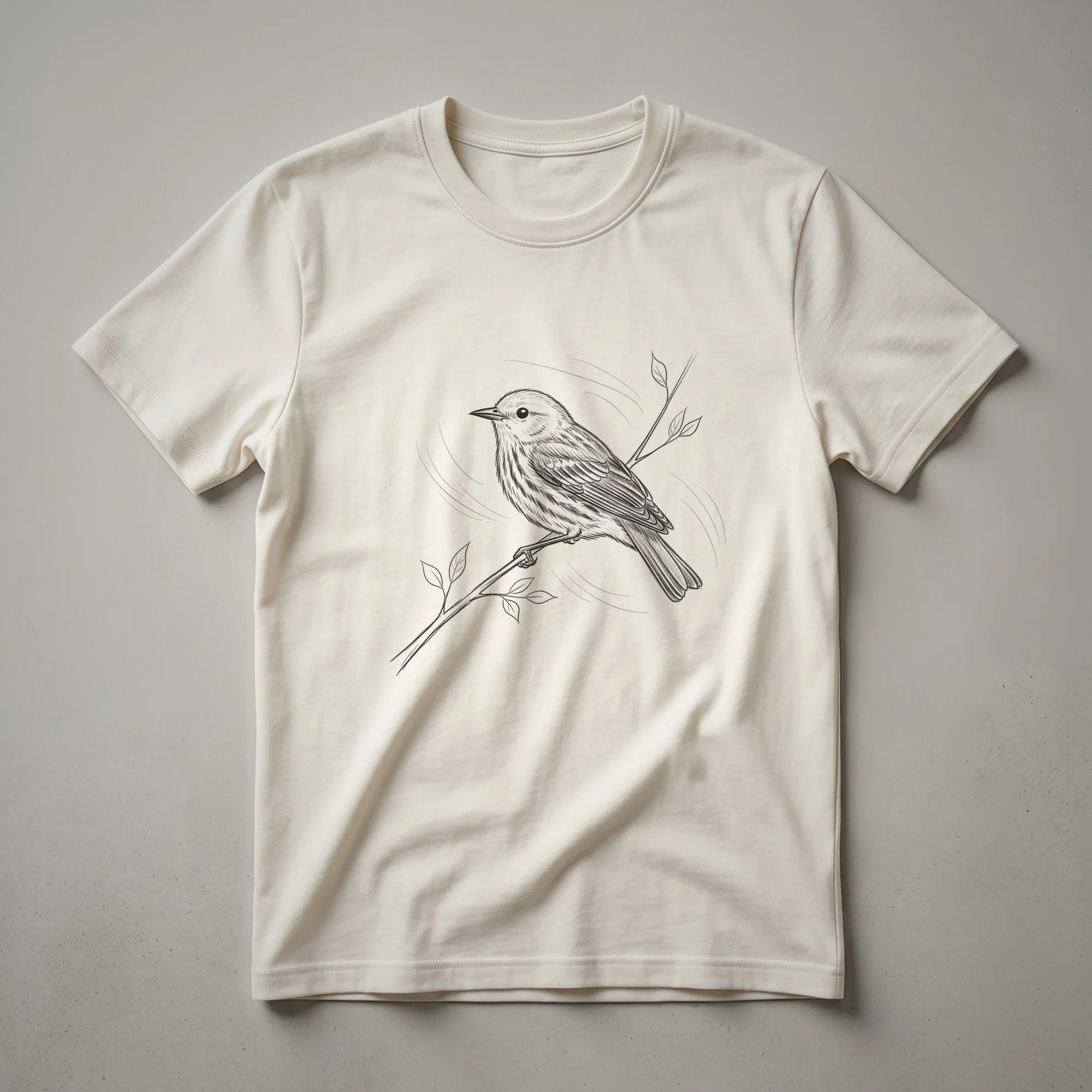 Vintage Warbler Bird Drawing Graphic T-Shirt for Nature Lovers