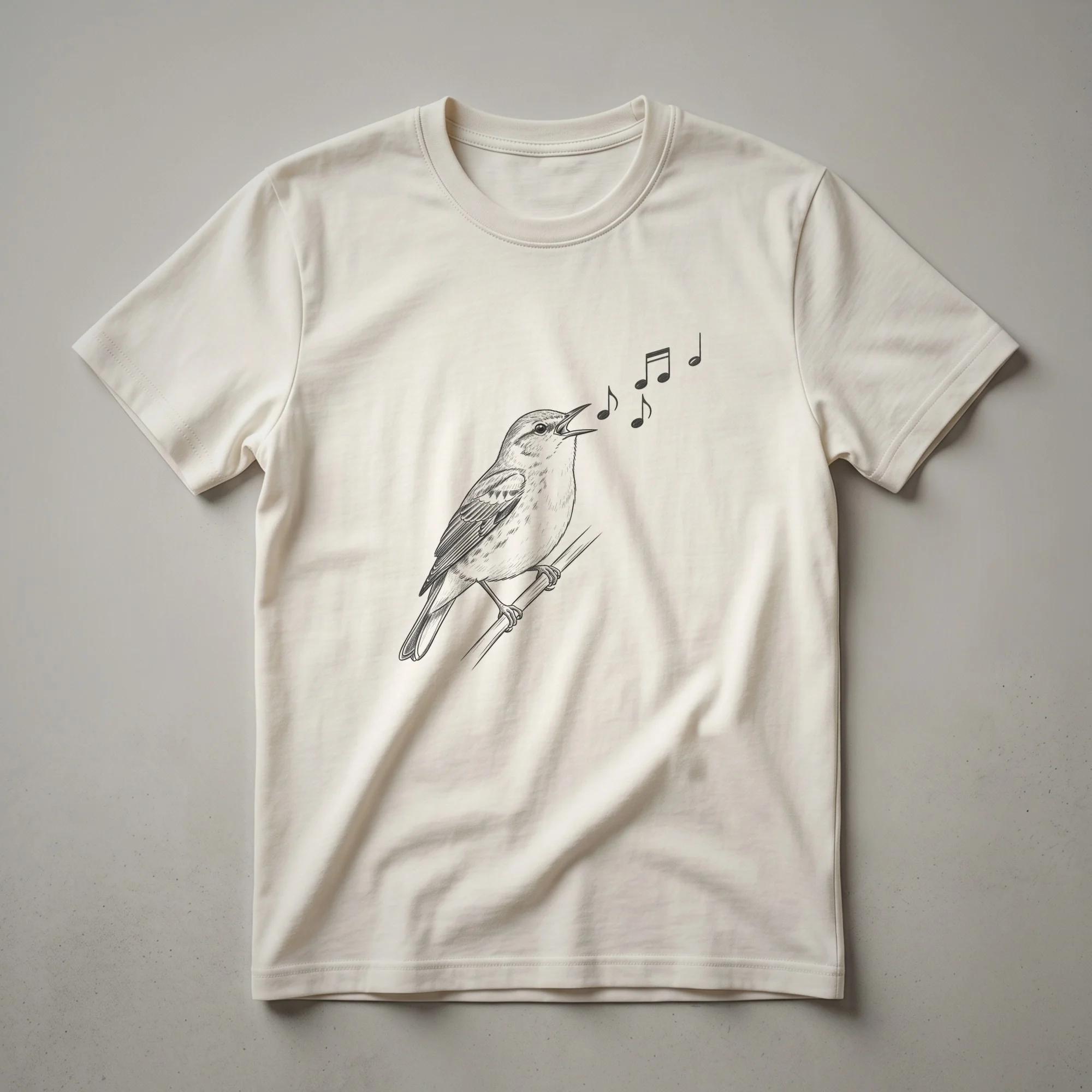 Vintage Warbler Singing Bird Line Art T-Shirt for Nature Lovers