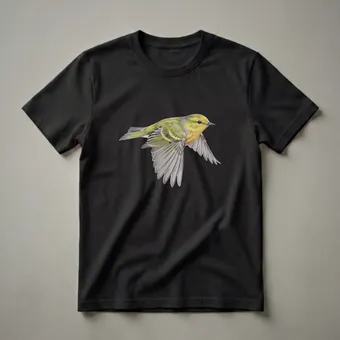 Yellow Warbler in Flight Vintage Wildlife Drawing T-Shirt