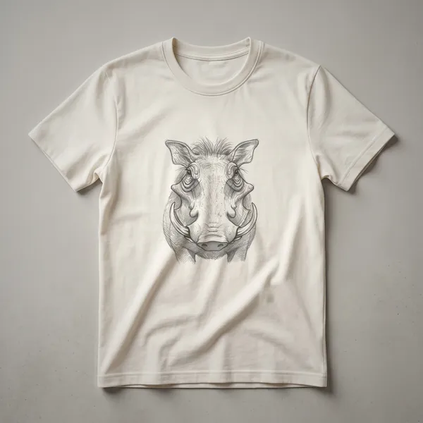 Black t-shirt featuring a detailed line drawing of a walrus head with prominent tusks and whiskers.