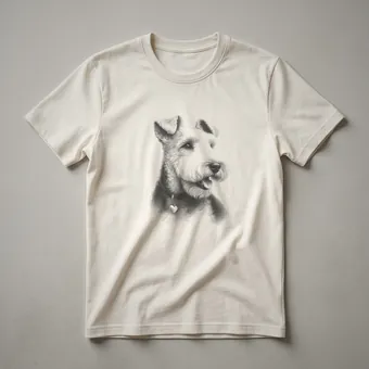 Vintage Welsh Terrier Face Line Drawing Art T-Shirt for Dog Lovers