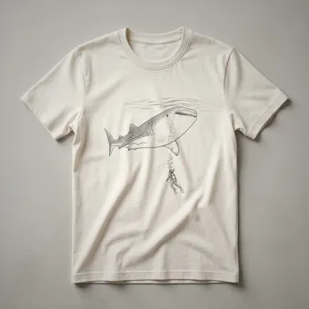Whale Shark Diving Vintage Line Art T-Shirt for Marine Life