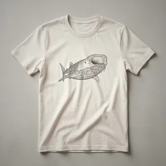 Vintage Whale Shark Feeding Line Drawing T-Shirt for Marine Life