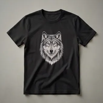 Wolf Winter Forest Scene Graphic T-Shirt for Wildlife Enthusiasts