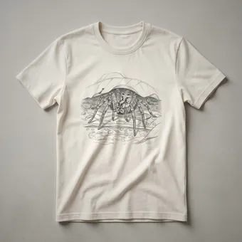 Vintage Wolf Spider Line Drawing Graphic T-Shirt for Arachnid
