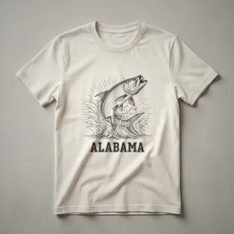 Vintage Alabama Tarpon Fishing Graphic T-Shirt for Anglers
