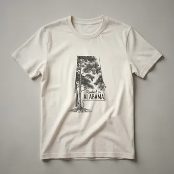 Rooted in Alabama Pine Tree Outline Graphic T-Shirt