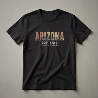 Vintage Arizona Est 1912 Desert Landscape Graphic T-Shirt