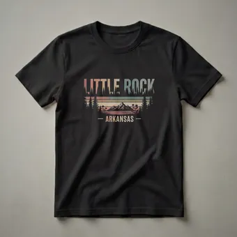 Retro Little Rock Arkansas Mountain Sunset Graphic T-Shirt