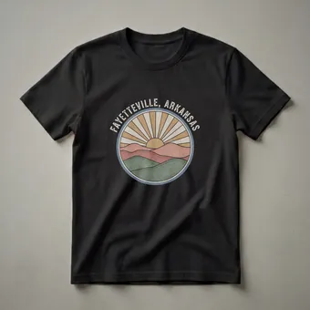 Retro Fayetteville Arkansas Sunset Graphic T-Shirt for Locals