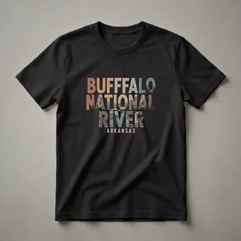 Retro Buffalo National River Arkansas Landscape Graphic T-Shirt