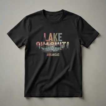 Vintage Lake Ouachita Arkansas Retro Sunset Graphic T-Shirt