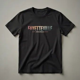 Retro Fayetteville Arkansas Trees and Mountains Graphic T-Shirt