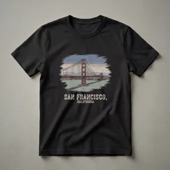 San Francisco Golden Gate Bridge Vintage Art T-Shirt