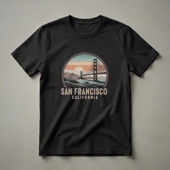 Retro Golden Gate Bridge San Francisco California Graphic T-Shirt