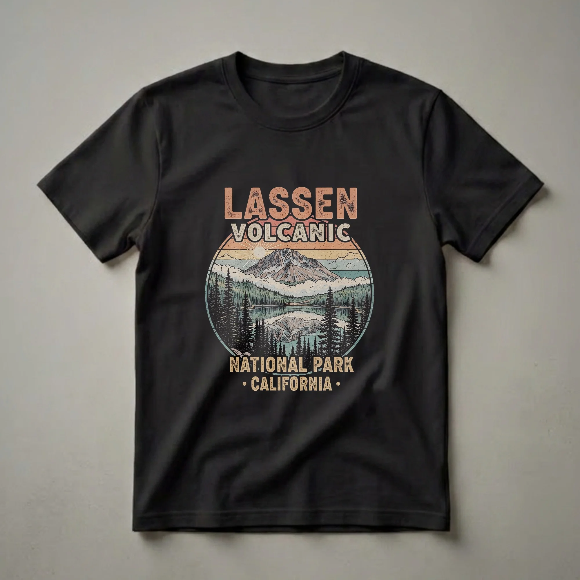 Lassen Volcanic National Park Vintage Sunset Graphic T-Shirt