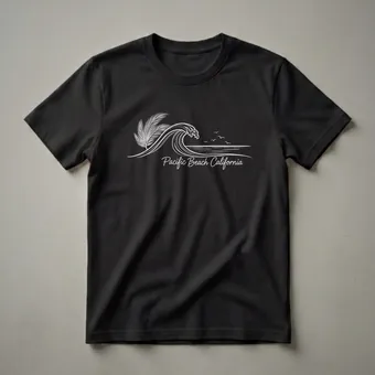 Vintage Pacific Beach California Wave Graphic T-Shirt for Beach Lovers