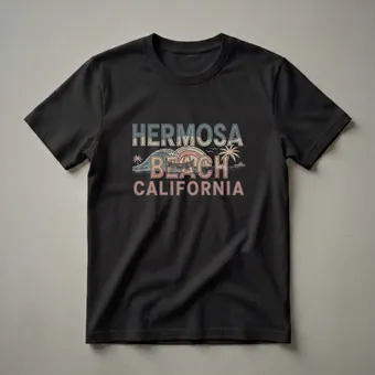Retro Hermosa Beach California Graphic T-Shirt for Beach Lovers