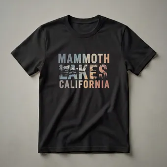 Retro Mammoth Lakes California Mountain Landscape Graphic T-Shirt