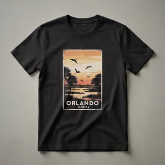 Retro Orlando Florida Marsh Sunset Graphic T-Shirt for Travelers