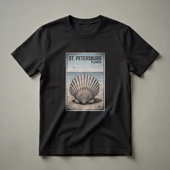 Retro St. Petersburg Florida Scallop Shell Beach Graphic T-Shirt