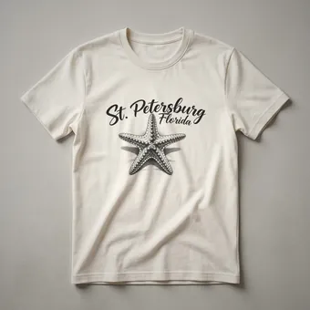 St. Petersburg Florida Starfish Sketch Art T-Shirt for Beach Lovers