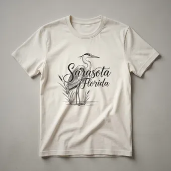Sarasota Florida Heron Sketch Graphic T-Shirt for Travelers