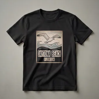 Retro Daytona Beach Florida Seagull Graphic T-Shirt for Beach Lovers