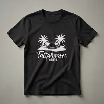 Tallahassee Florida Tropical Sunset Palm Tree Graphic T-Shirt