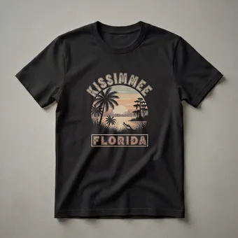 Retro Kissimmee Florida Alligator Sunset Graphic T-Shirt