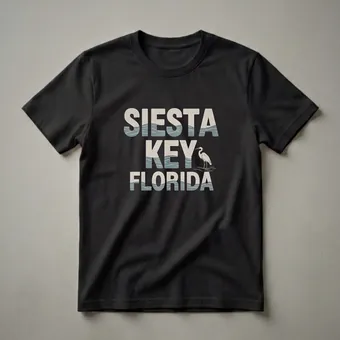 Retro Siesta Key Florida Wading Bird Graphic T-Shirt for Travelers