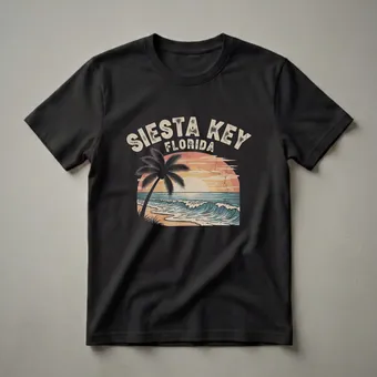 Retro Siesta Key Florida Beach Sunset Graphic T-Shirt for Travelers
