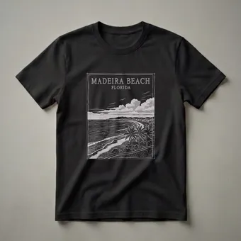 Vintage Madeira Beach Florida Coastal Scene Graphic T-Shirt