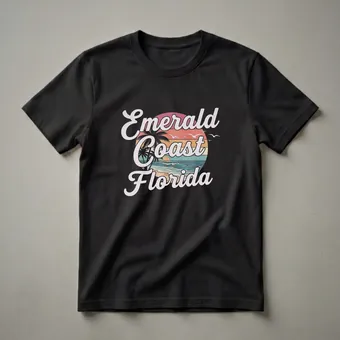 Retro Emerald Coast Florida Beach Sunset Graphic T-Shirt