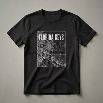 Vintage Florida Keys Beach Scene Graphic T-Shirt for Travelers